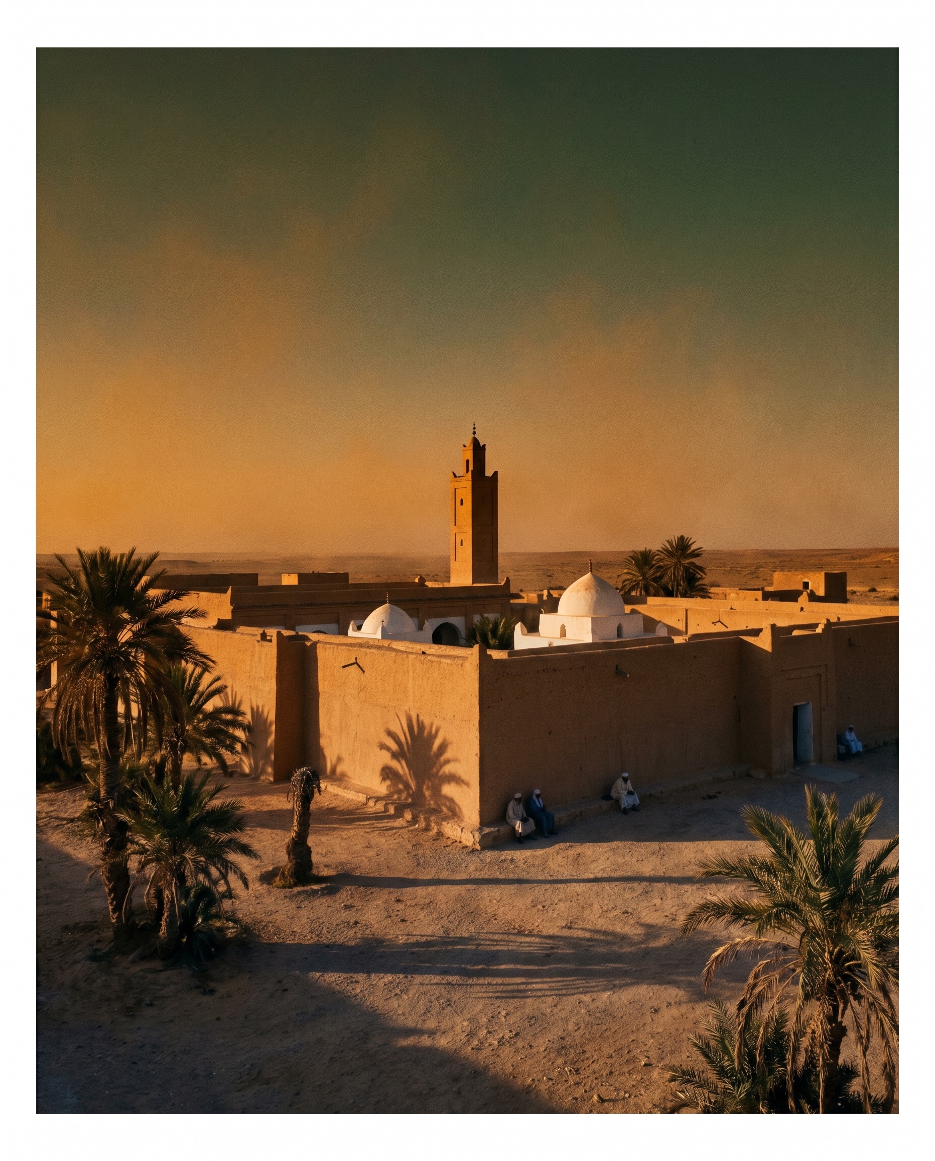 Zawiya tijaniya d'Aïn Madhi en Algérie au coucher du soleil